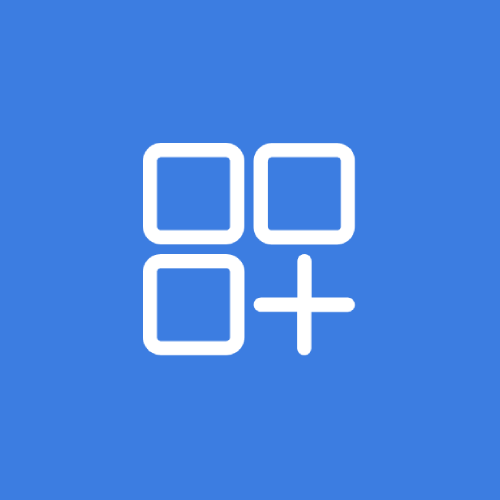 Icon mit drei Quadraten und einem Plus-Zeichen